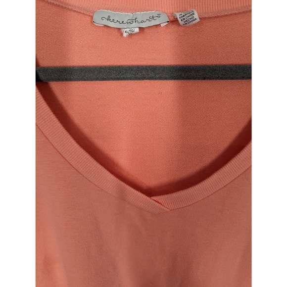 EUC Keren Hart salmon pink long-sleeved V-neck shirt with button detailing XL - Picture 4 of 5